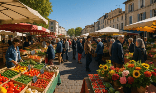 photo d'un march&eacute; local en France